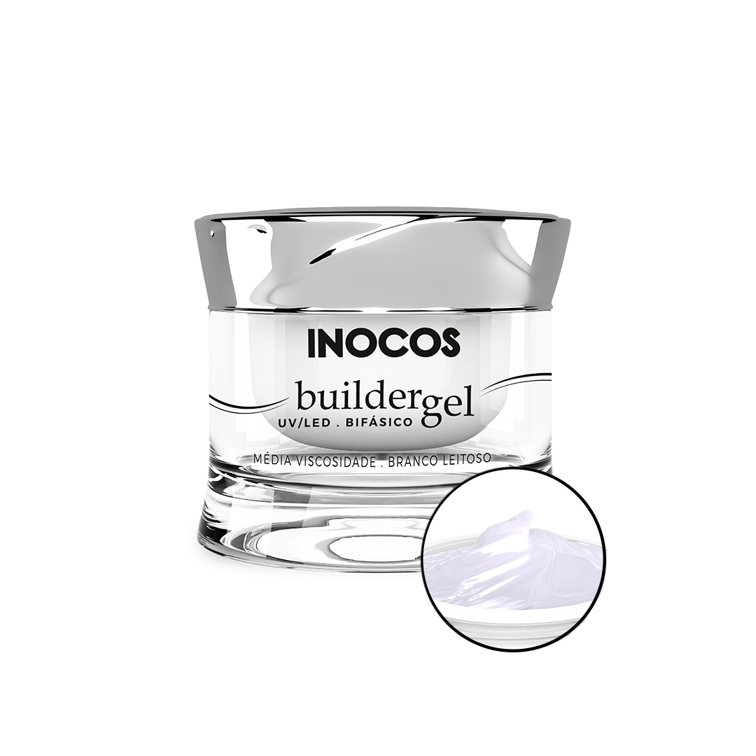 Inocos gel para la construcción de uñas de viscosidad media blanco lechoso