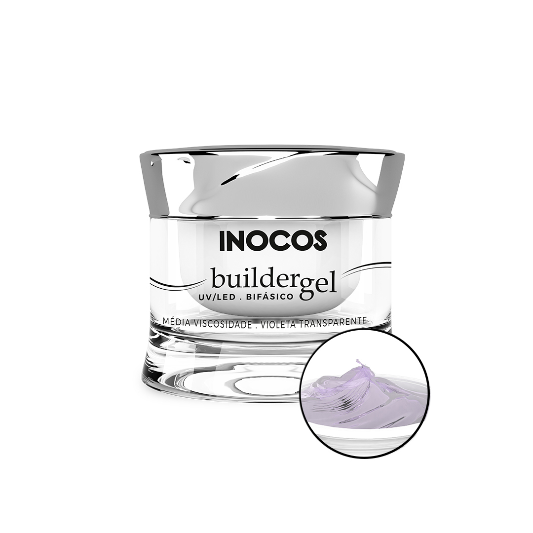 Inocos gel para la construcción de uñas de viscosidad media violeta transparente