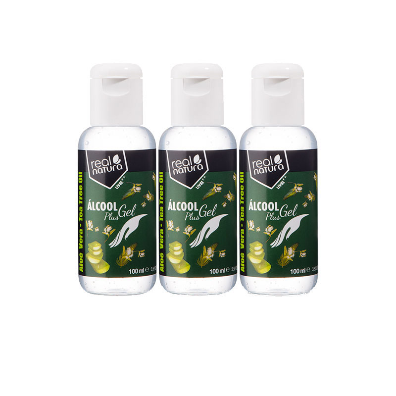 Real Natura álcool gel plus PACK 3 unidades