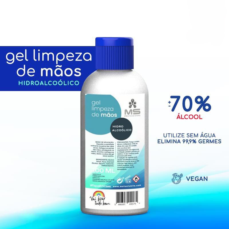 MS gel hidroalcoólico mãos 70º álcool