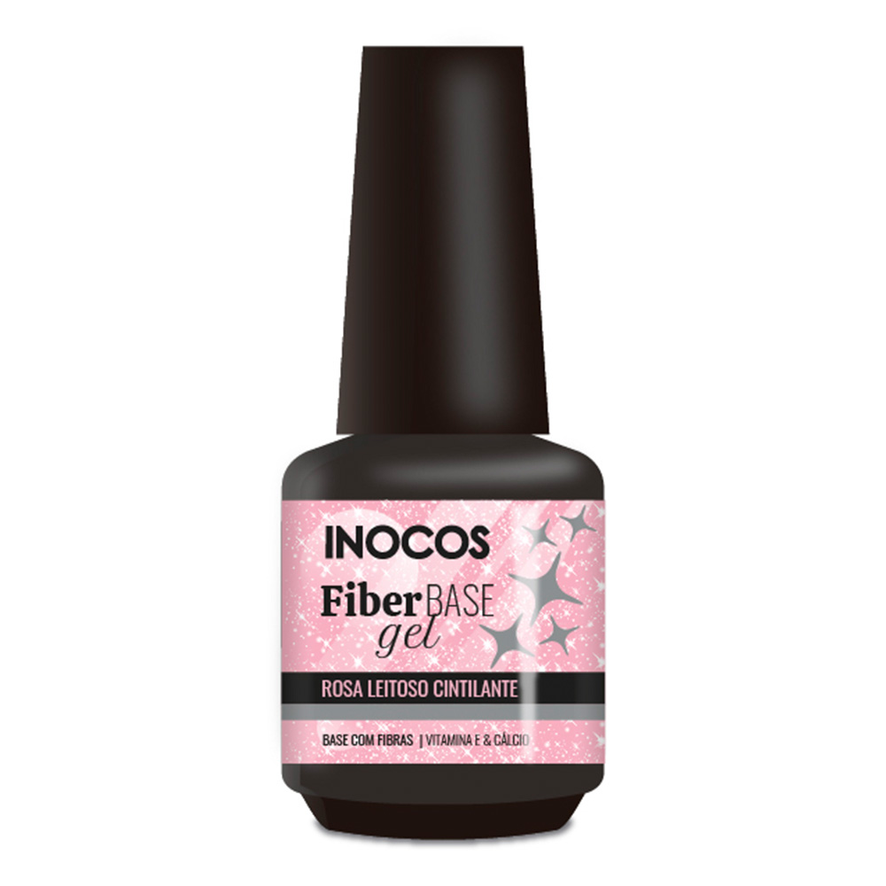 Inocos esmalte fiber gel de uñas base rosa suave cintilante