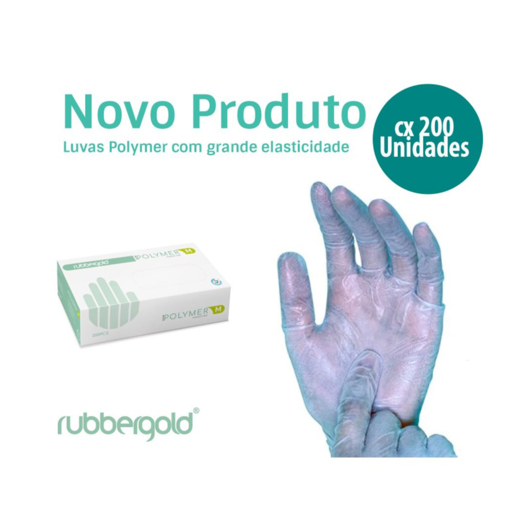 Rubbergold guantes de polymer sin polvo caja 200uni L