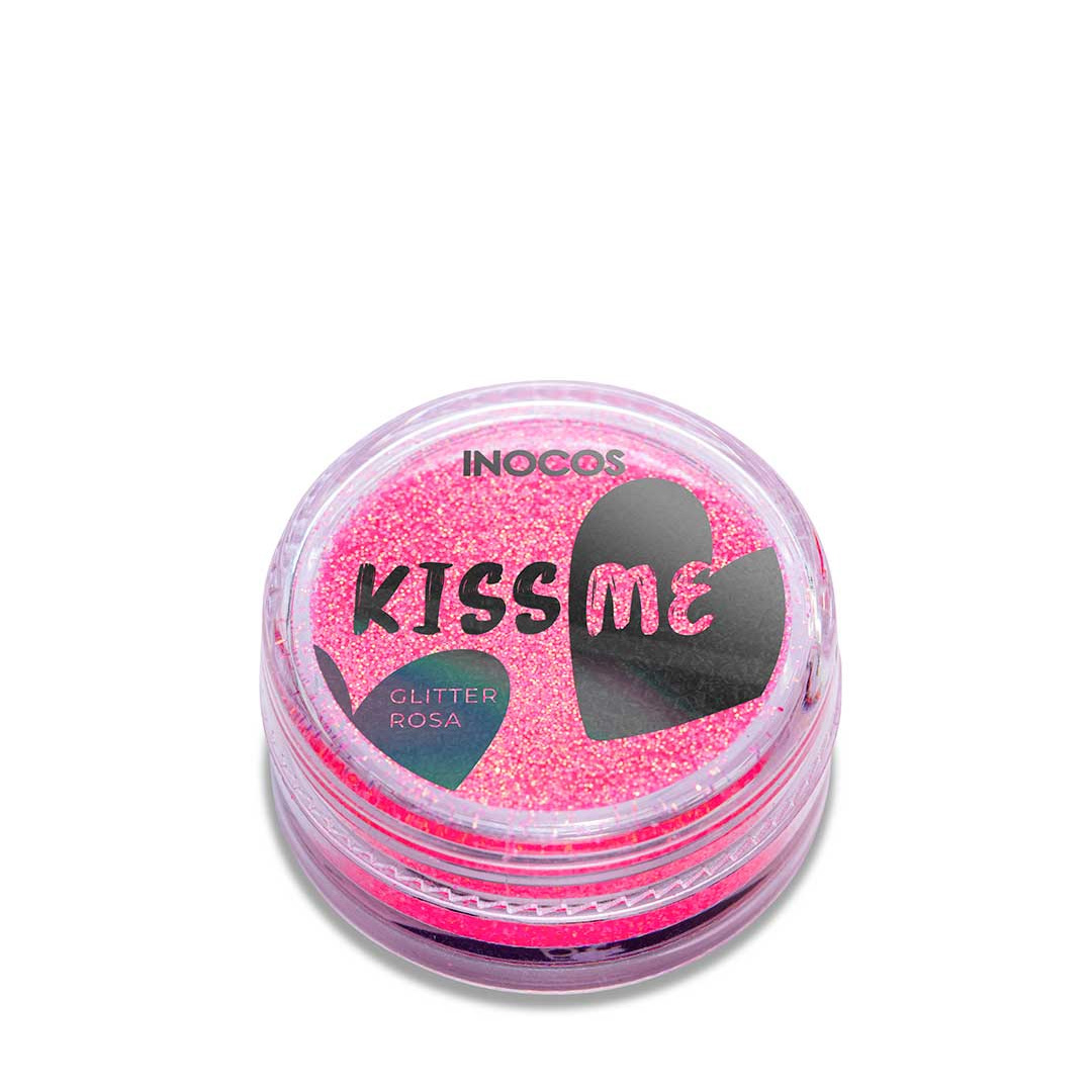 Inocos glitter para unhas pó Kiss Me rosa néon