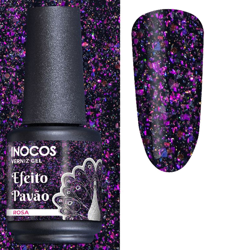 Inocos esmalte gel Efecto Pavo Real Rosa