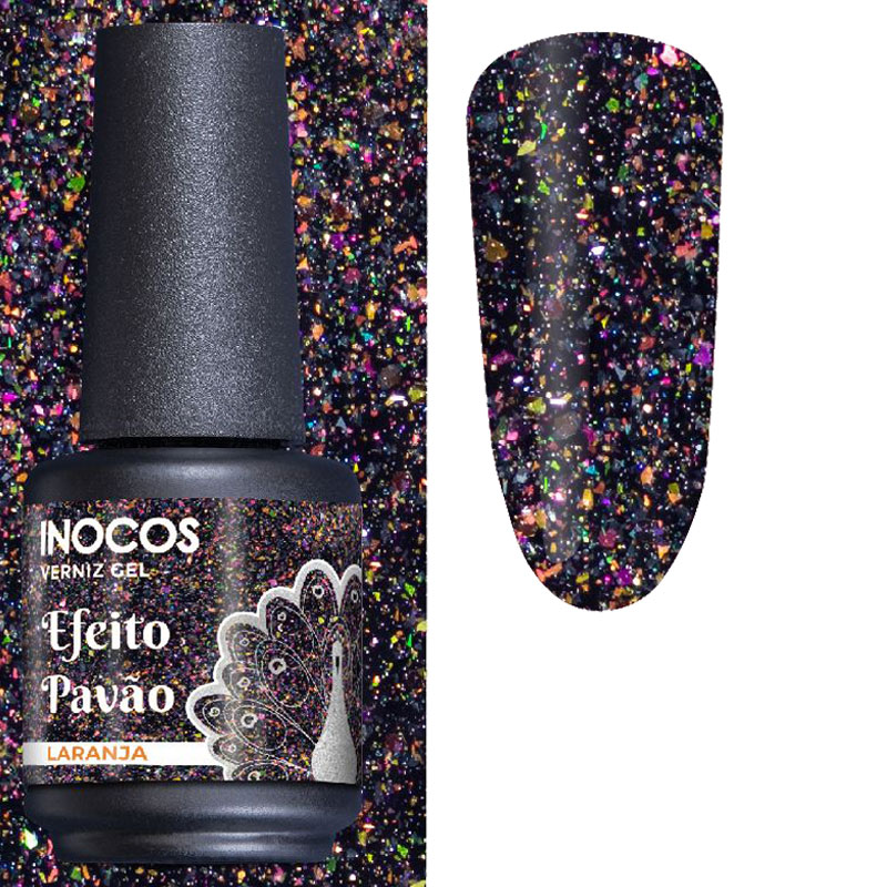 Inocos esmalte gel Efecto Pavo Real Naranja