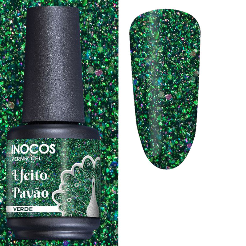Inocos esmalte gel Efecto Pavo Real Verde