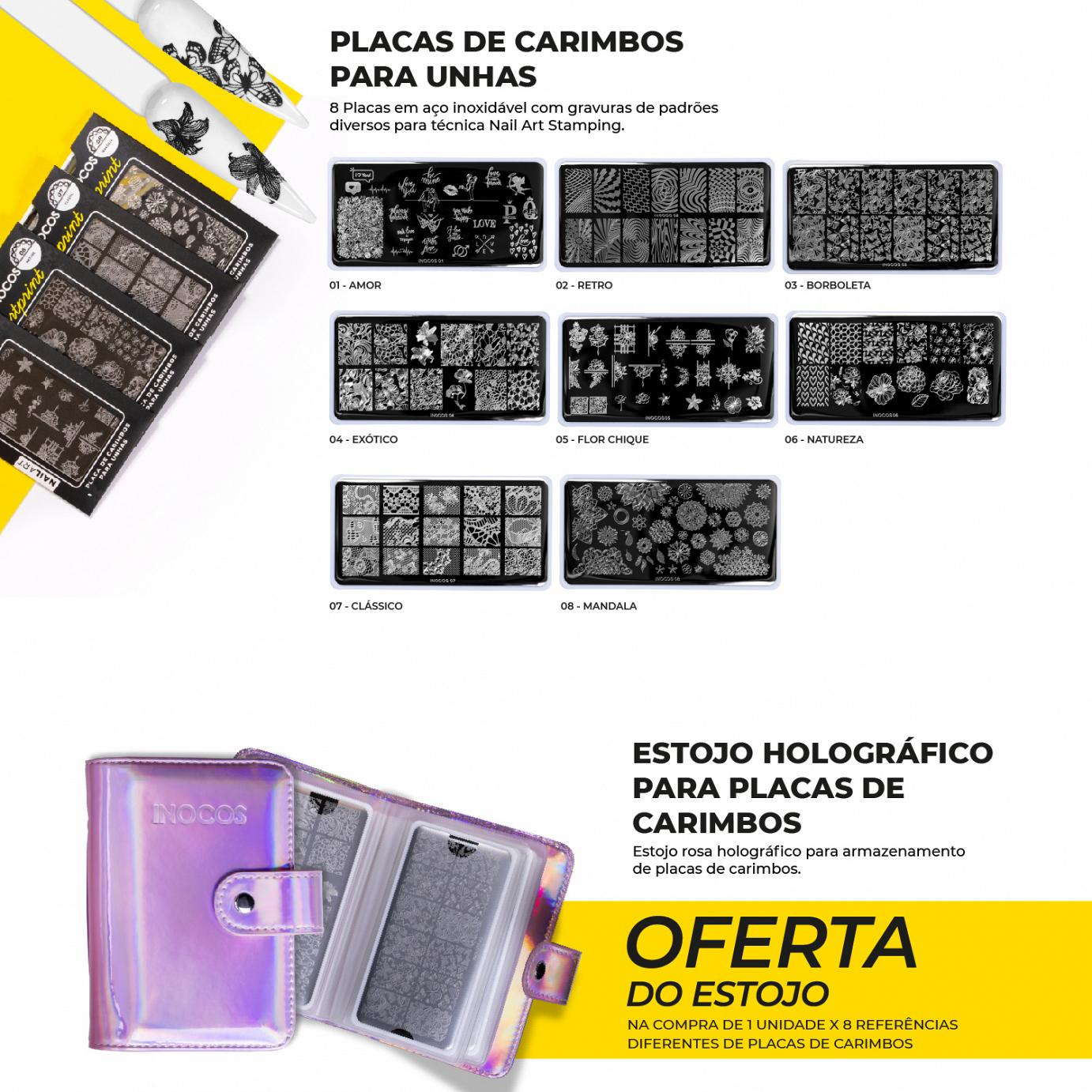 Inocos Stamping Paquete de 8 placas para sellos de uñas