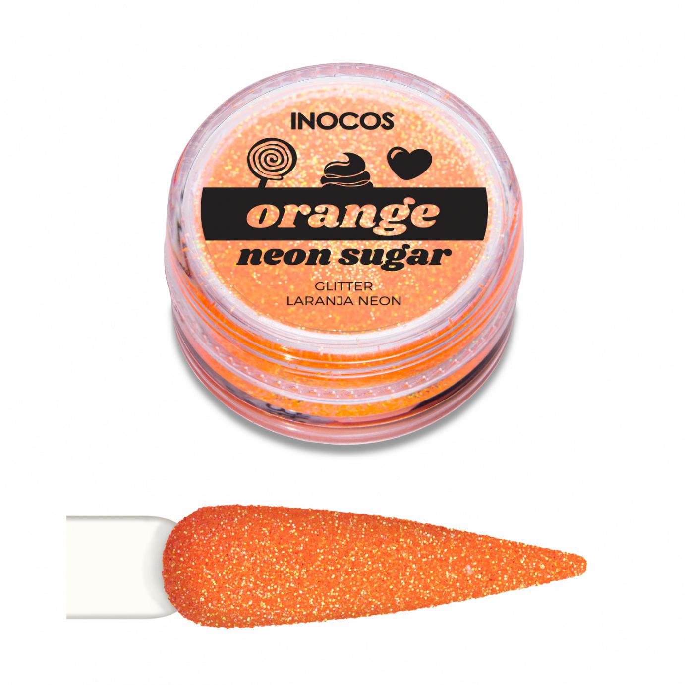 Inocos glitter para unhas pó Neon Sugar orange