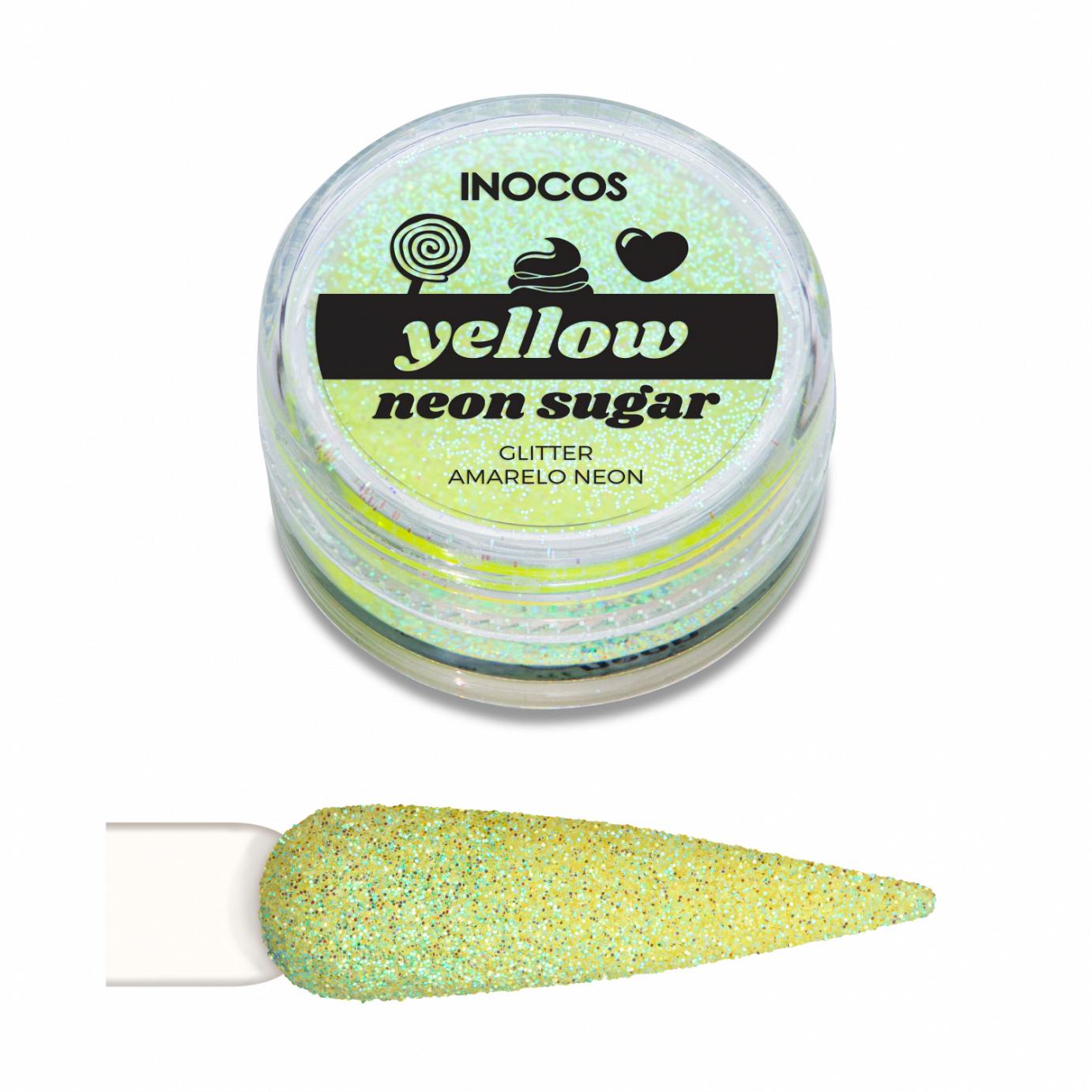 Inocos glitter para unhas pó Neon Sugar yellow