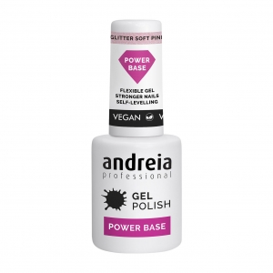 Andreia power base verniz gel glitter soft pink
