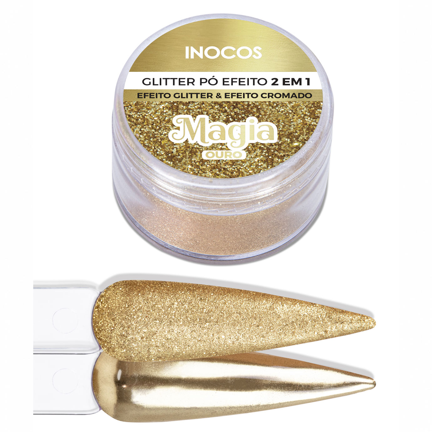 Inocos glitter para unhas pó Magia ouro