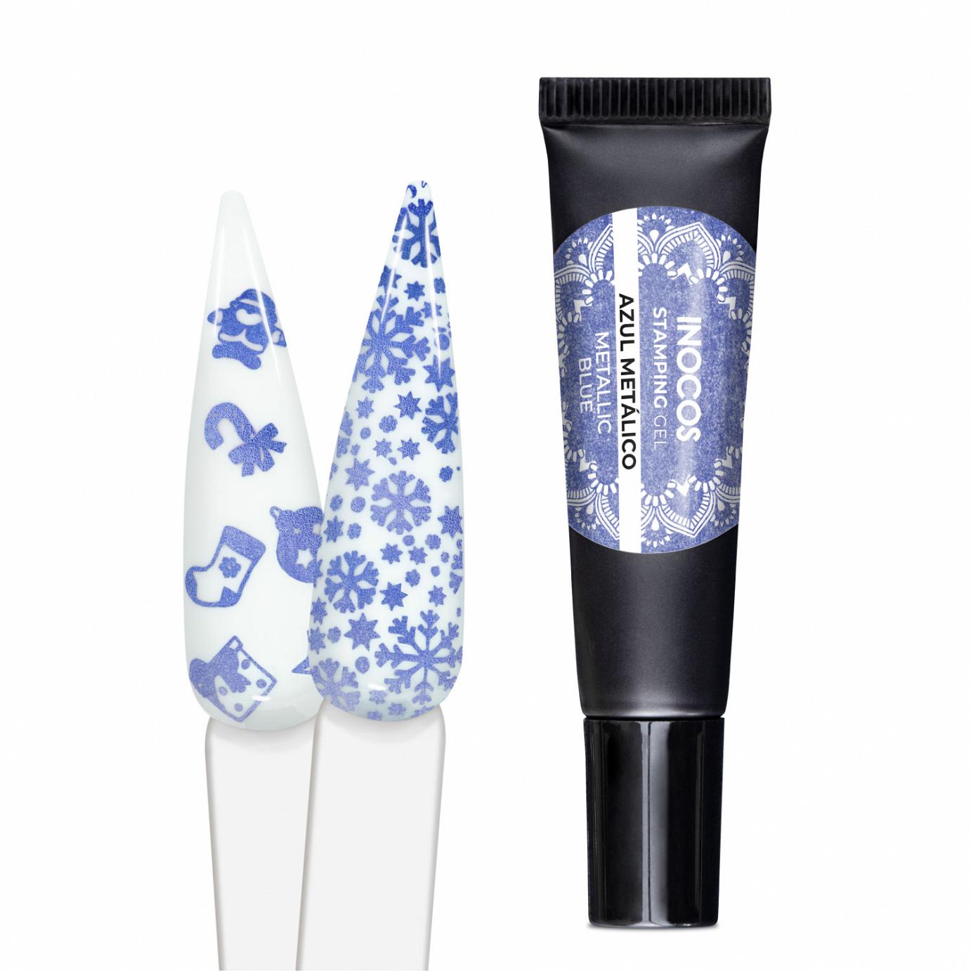 Inocos Stamping Gel para unhas azul metálico