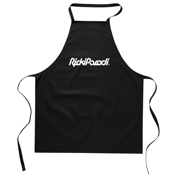 Rickiparodi avental preto com logotipo