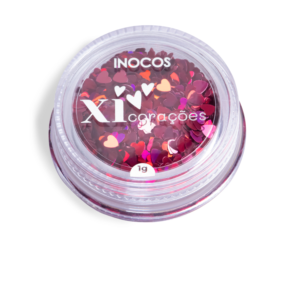 Inocos glitter para unhas Quem Nunca xi-coração rosa