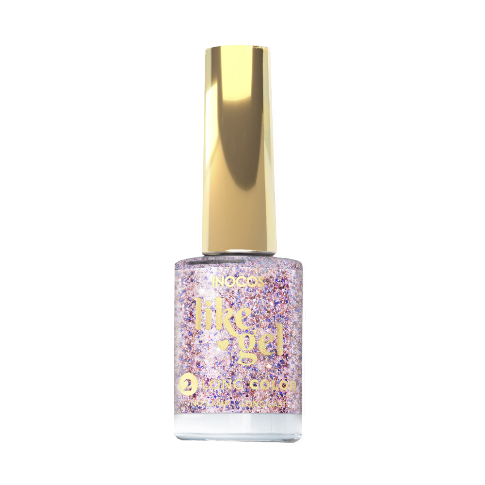 Inocos Like Gel esmalte de uñas efecto gel 138 gliiter champagne azul