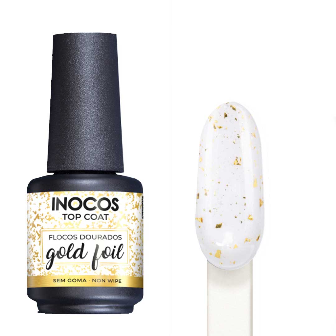 Inocos top coat gold foil copos dorados