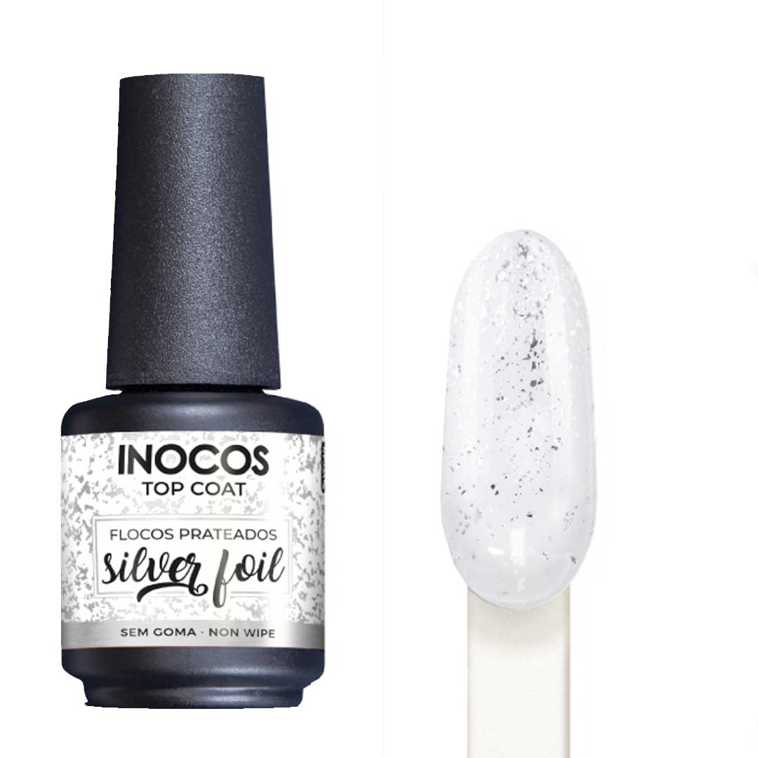 Inocos top coat silver foil copos plateados