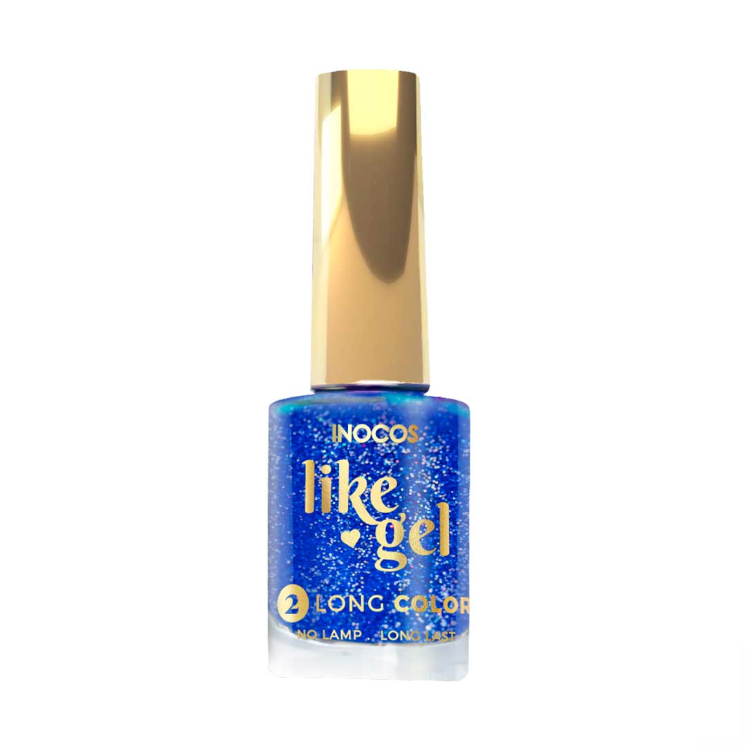 Inocos Like Gel verniz de unhas efeito gel 150 azul glitter jazz