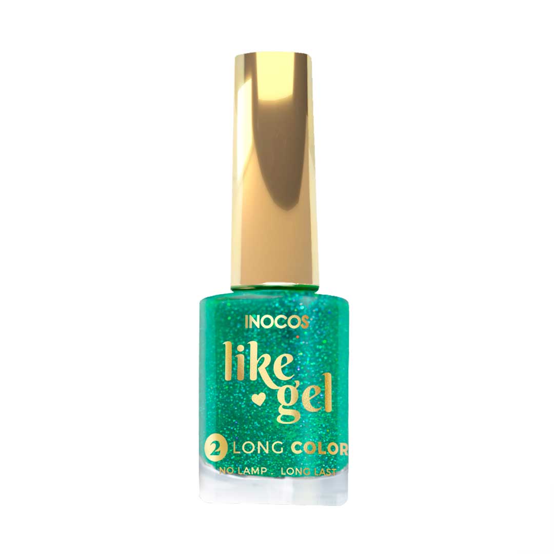 Inocos Like Gel verniz de unhas efeito gel 151 verde glitter funk