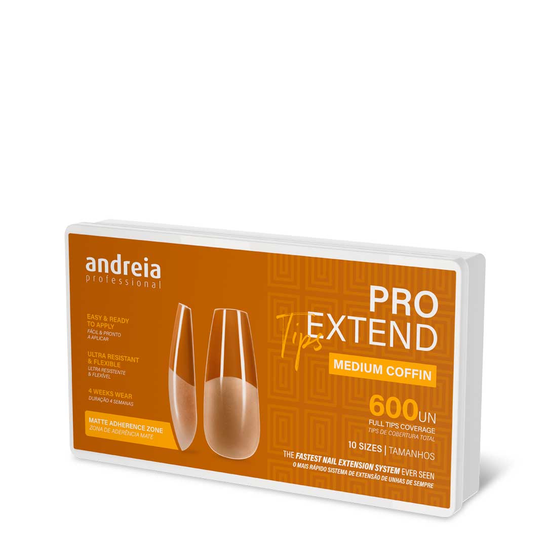 Andreia pro extend tips 600 unid medium coffin