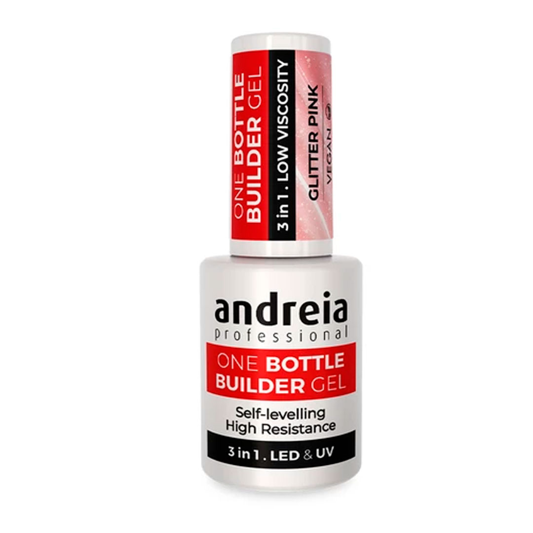 Andreia One Bottle gel de construção de unhas glitter pink