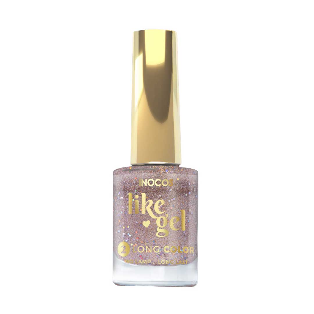 Inocos Like Gel esmalte de uñas efecto gel 178 glitter champanhe