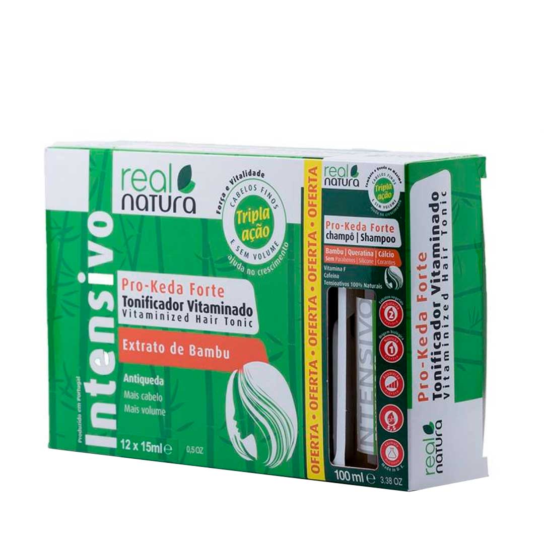Real Natura Pro Keda Forte tonificador vitaminado 12x 15ml + champô 100ml