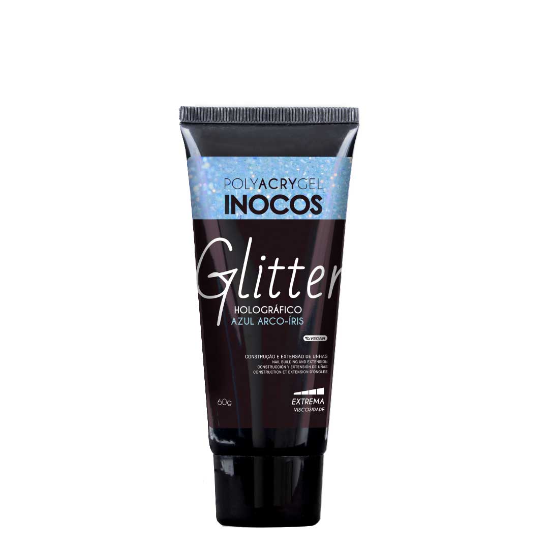 Inocos polyacrygel bisnaga holográfico azul arco íris