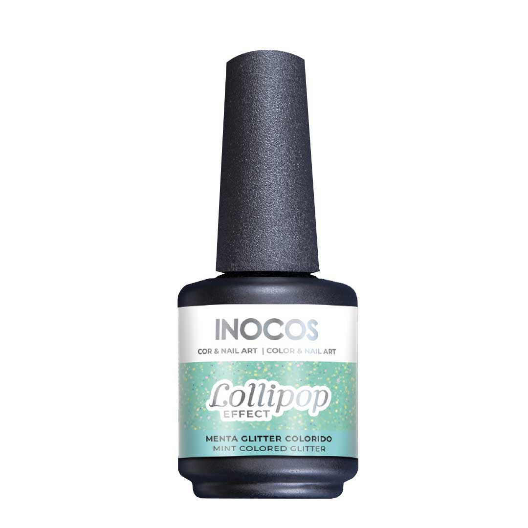 Inocos efeito lollipop menta glitter colorido