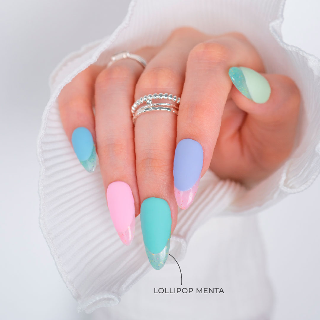 Inocos efeito lollipop LP1 menta glitter colorido