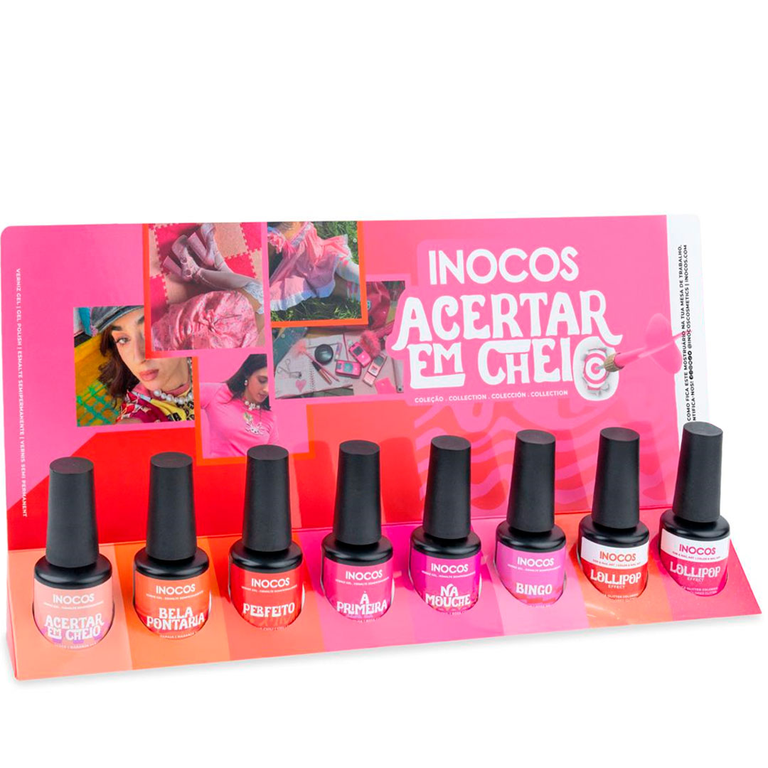 Inocos verniz gel coleção Acertar em cheio com expositor
