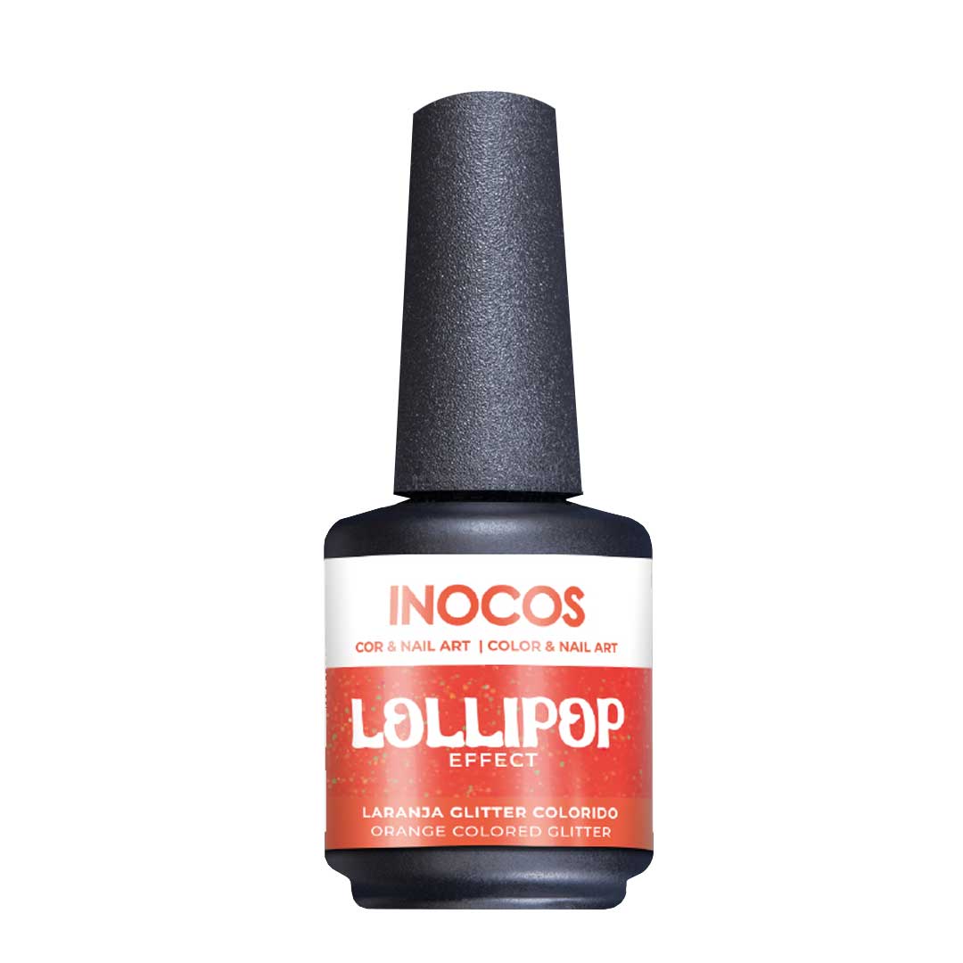 Inocos efeito lollipop LP3 laranja glitter colorido