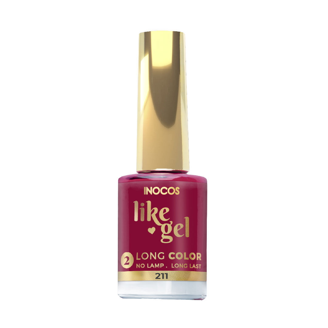 Inocos Like Gel verniz de unhas efeito gel dama de copas vermelho borgonha 211