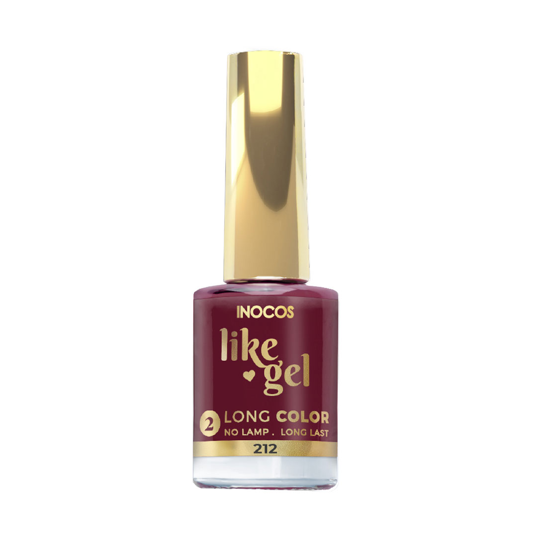 Inocos Like Gel verniz de unhas efeito gel dama de copas vermelho grená 212