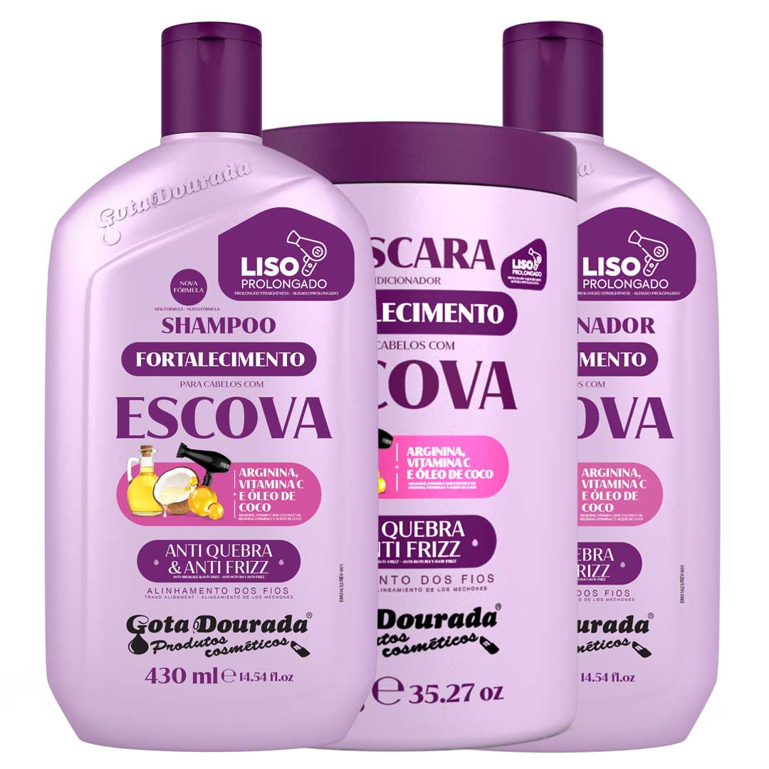 Gota Dourada Cabelo com Escova kit 2
