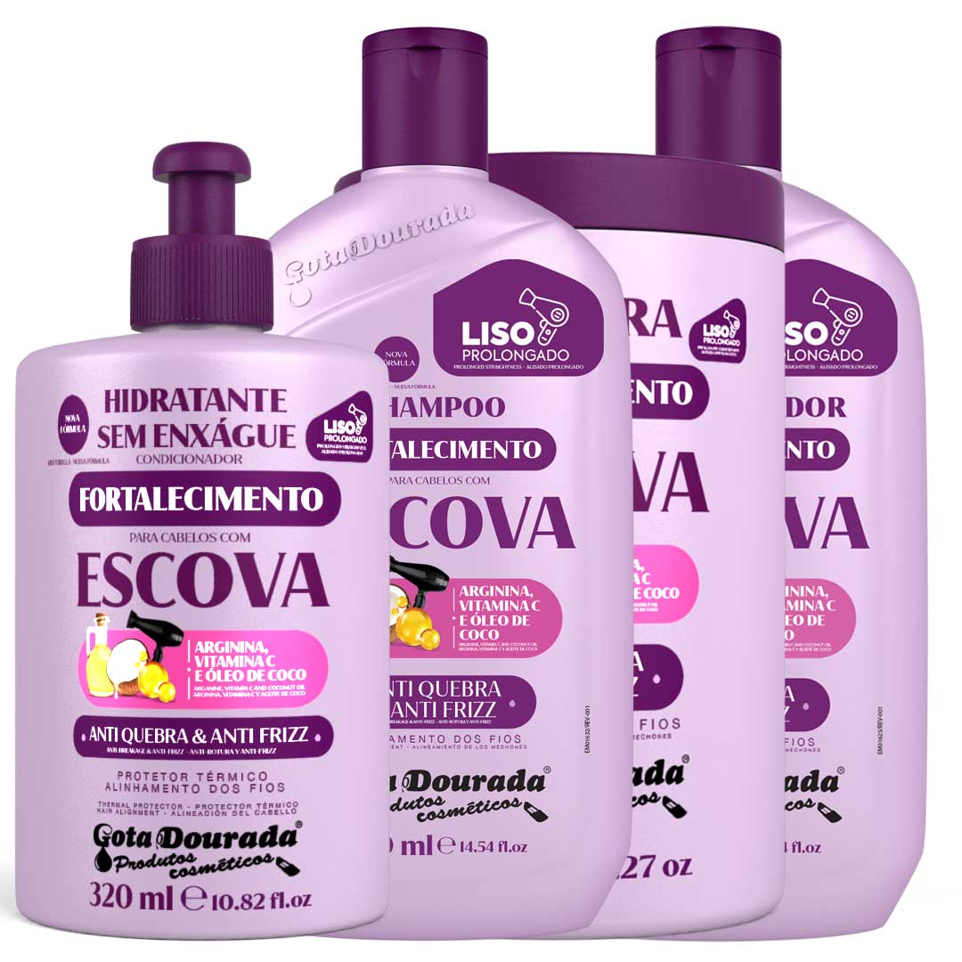 Gota Dourada Cabelo com Escova kit 4