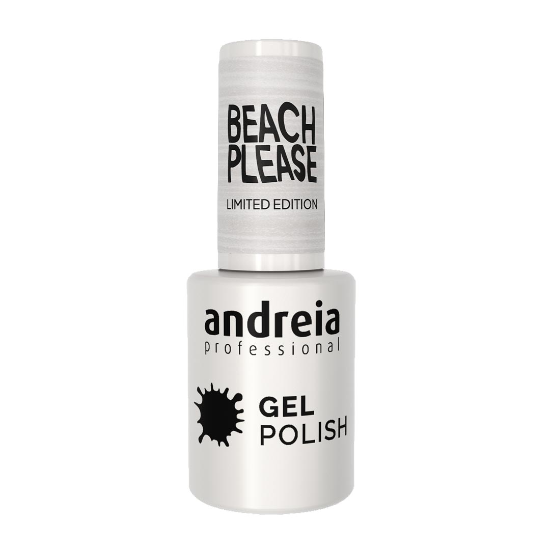 Andreia verniz de unhas de gel Beach, Please! BP1 branco metálico
