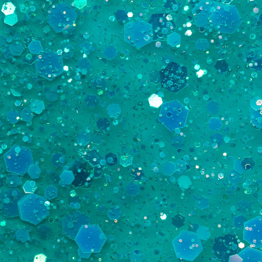 Andreia verniz de unhas de gel Beach, Please! BP3 azul aquático translucido com glitter holográfico