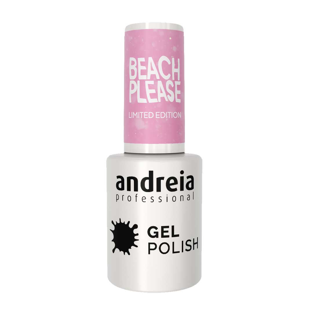 Andreia verniz de unhas de gel Beach, Please! BP6 roxo rosado claro com glitter subtil