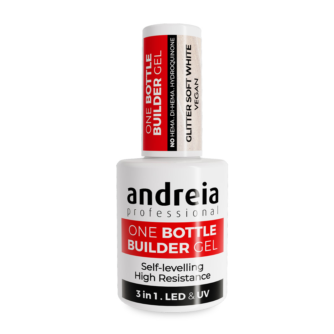 Andreia One Bottle gel de construção de unhas glitter soft white