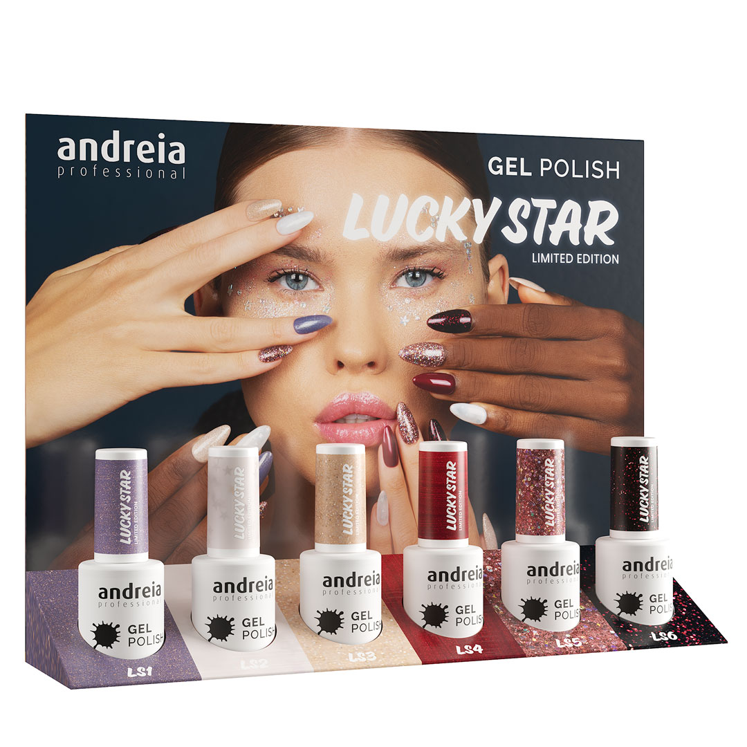 Andreia gel nail polish collection Lucky Star with exhibitor