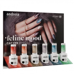 Andreia esmalte gel collección Feline Mood con expositor