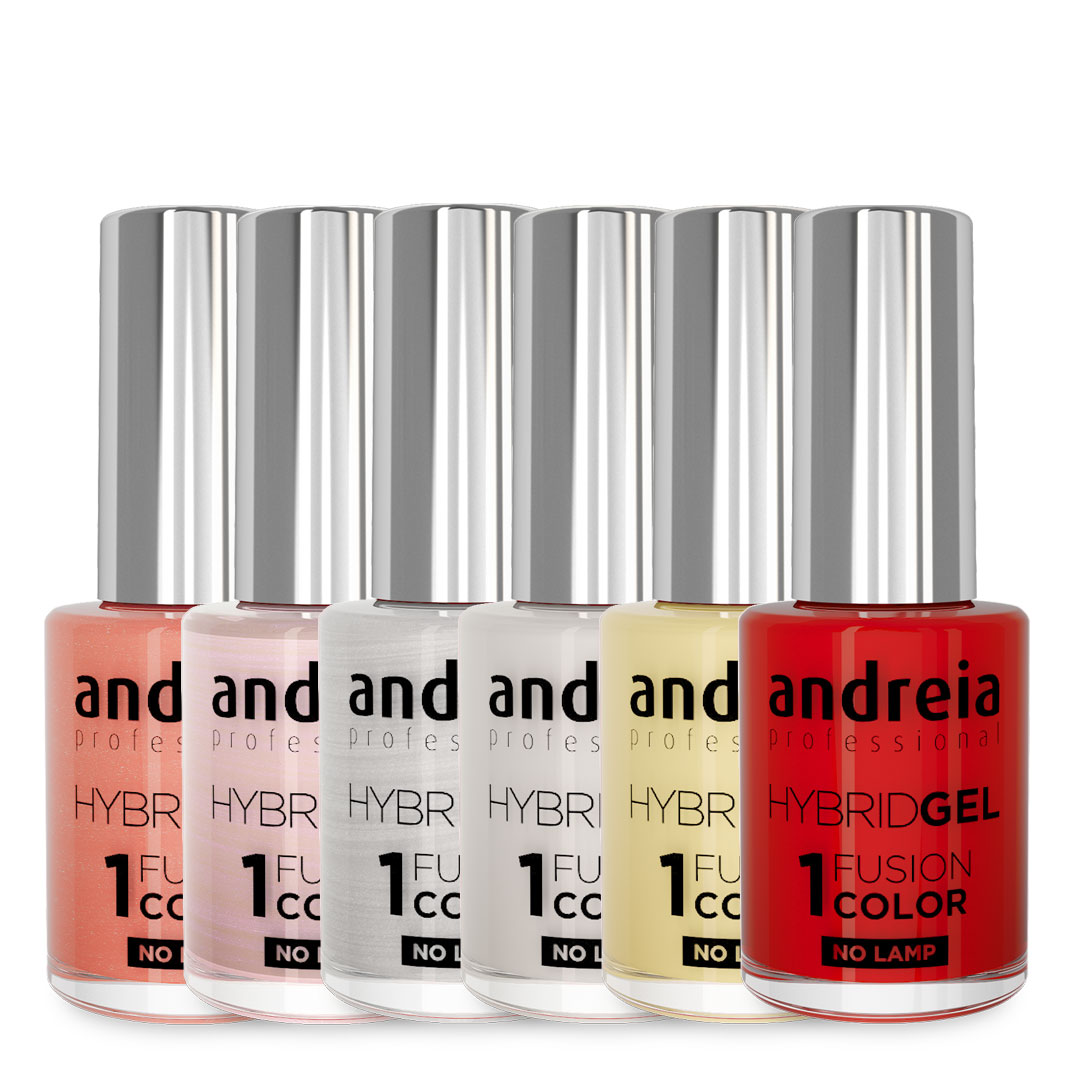 Andreia hybrid nail polish collection Charmed Collection with display