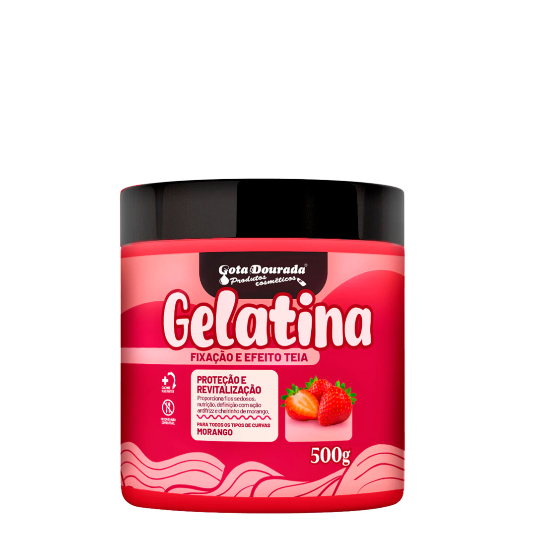 Gota Dourada Gelatina Strawberry hold and web effect