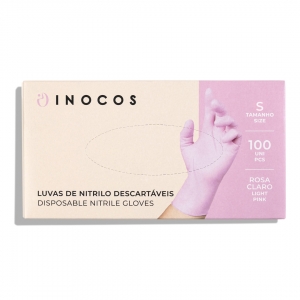 Inocos luvas de nitrilo descartáveis rosa sem pó caixa 100uni S