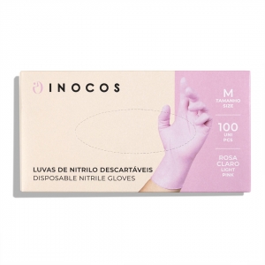 Inocos luvas de nitrilo descartáveis rosa sem pó caixa 100uni M