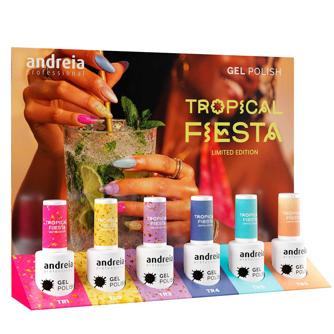 Andreia verniz gel coleção Tropical Fiesta com expositor