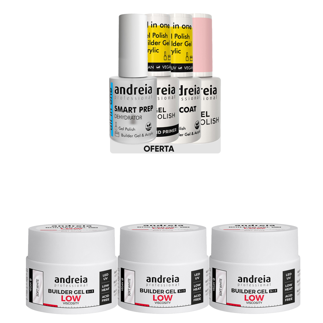 Andreia Gel de construction pour ongles à faible viscosité blanc doux pack