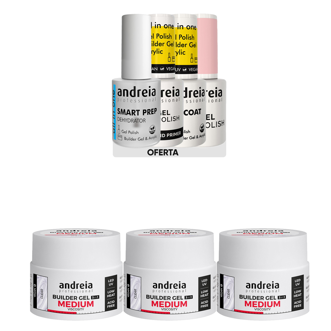 Andreia Gel de construction pour ongles à viscosité moyenne transparent pack