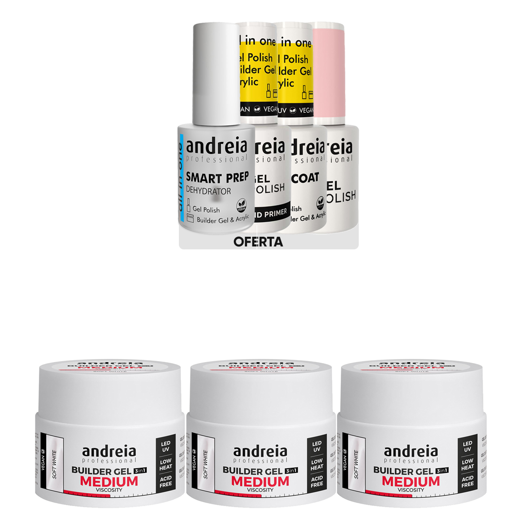 Andreia Gel de construction pour ongles à viscosité moyenne blanc laiteux pack